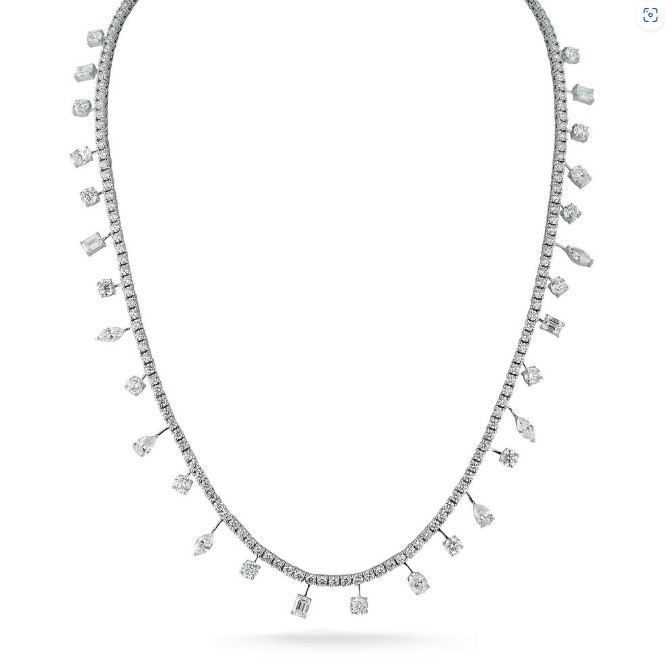 Korman Signature 18kt White Gold Multi Shape Diamond Tennis Necklace